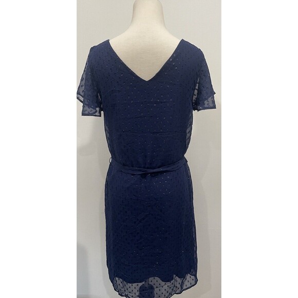 Kiabi‎ Dress Size 4 Color Navy Sparkle Flounce Knee Length Italy Tie Waist - Picture 6 of 8